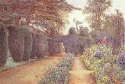 Ernest Arthur Rowe The Gardens at Campsea Ashe.Watercolur (mk46) oil painting on canvas